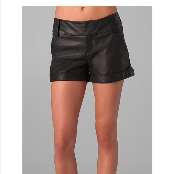 Alice Olivia Leather Cady Shorts 